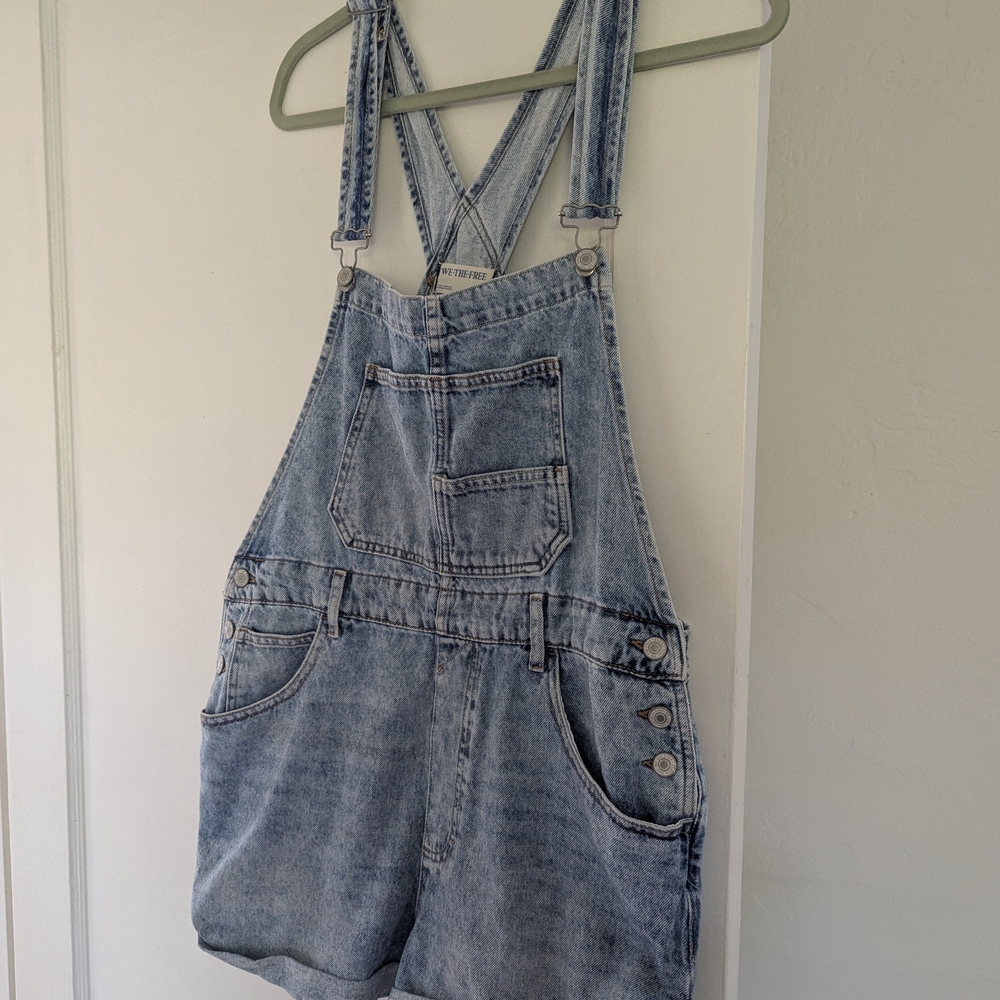 Free People Light Blue Denim Overalls